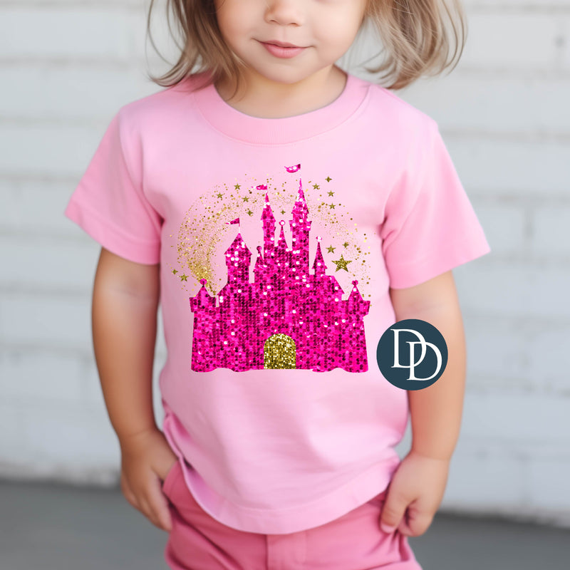 Pink Castle Faux Sequins *DTF Transfer*