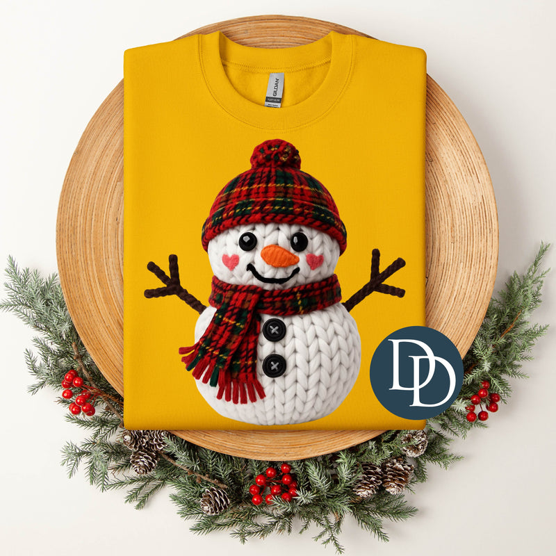 Plaid Hat Snowman Faux Yarn *DTF Transfer