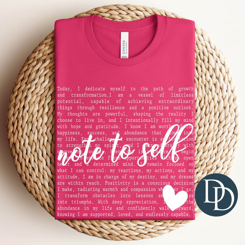 Positive Note To Self (White Ink) *Screen Print Transfer*