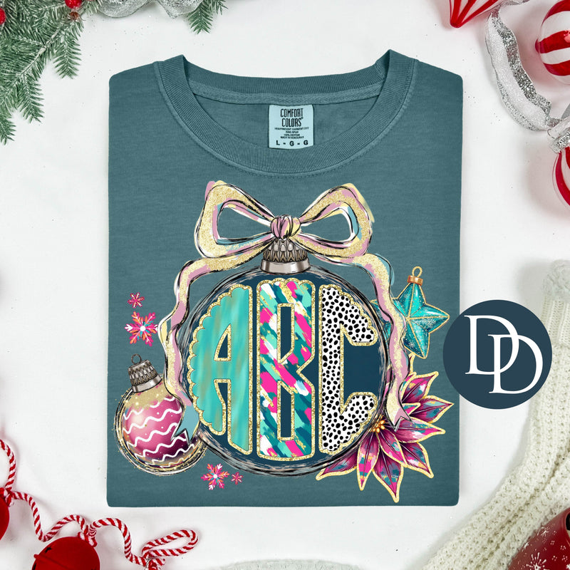 Preppy Christmas Ornament Monogram *DTF Transfer*