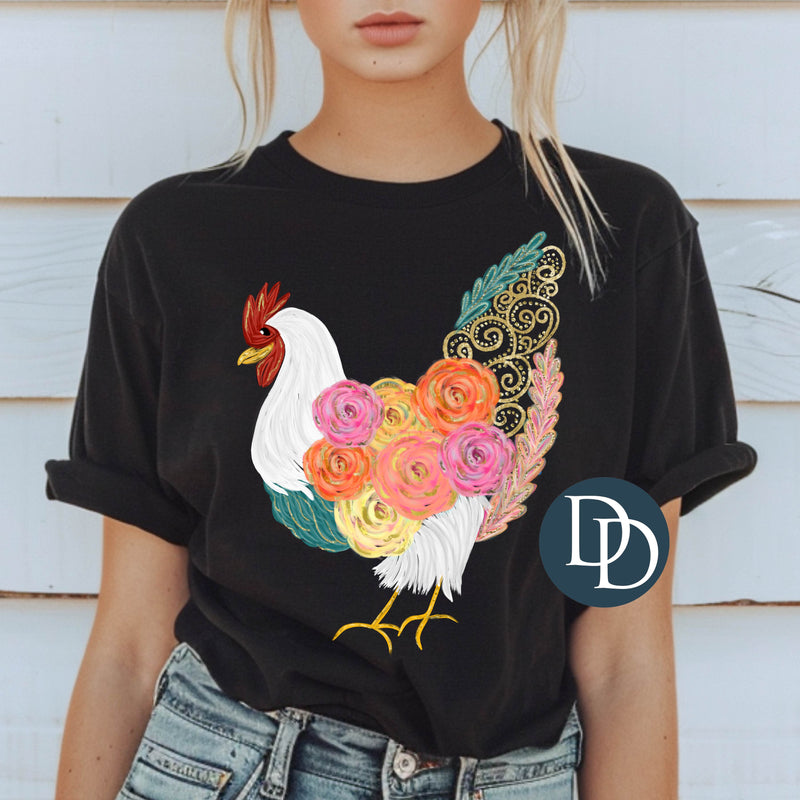 OVERSIZED Preppy Floral Chicken *DTF Transfer*