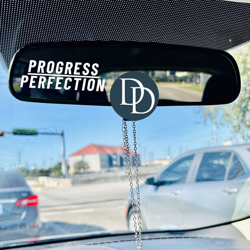 Progress Over Perfection Block Letters *Rearview Mirror UV DTF Decal*