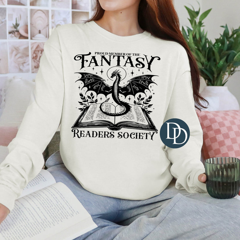 Proud Member Of The Fantasy Readers Society (Black Ink) *Screen Print Transfer*