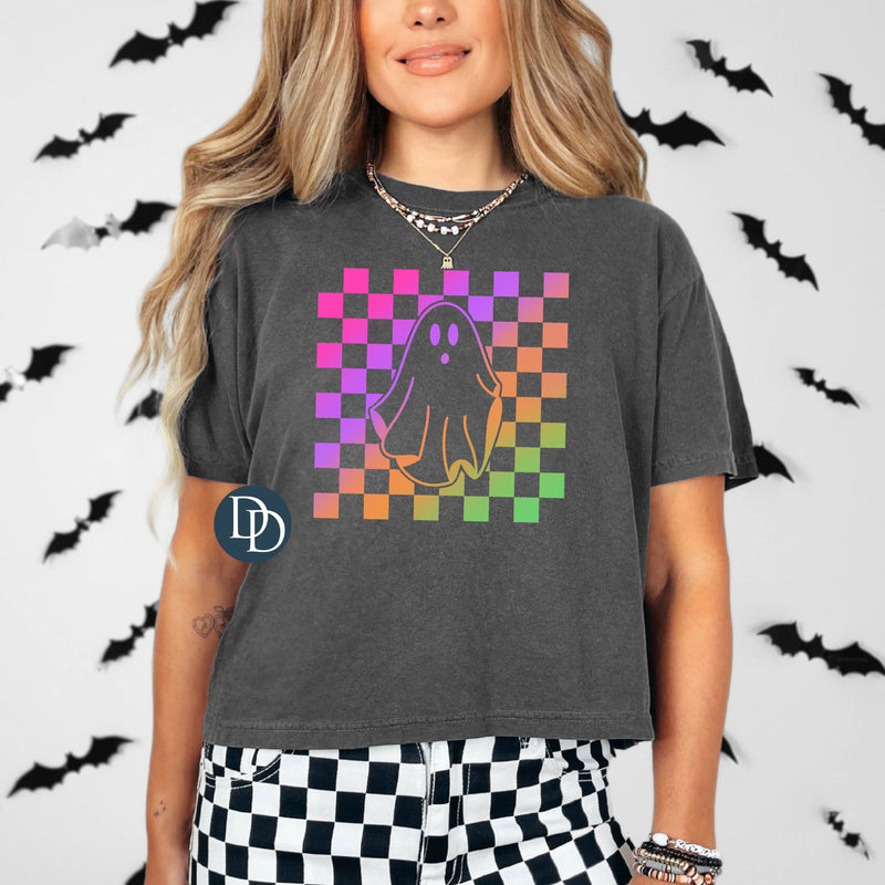 Rainbow Checkered Ghost *DTF Transfer*