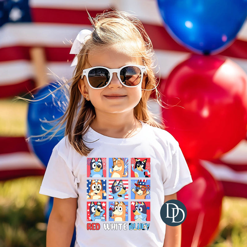 Red White and Blue Dog Squares *DTF Transfer*