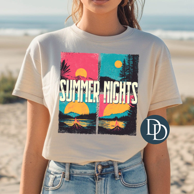 Retro Summer Nights Camp Fire Collage *DTF Transfer*
