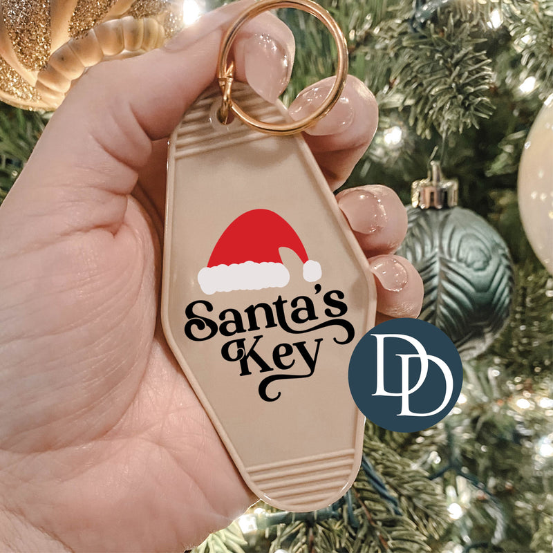 Santa's Key Santa Hat *Motel Keychain UV DTF Decal*