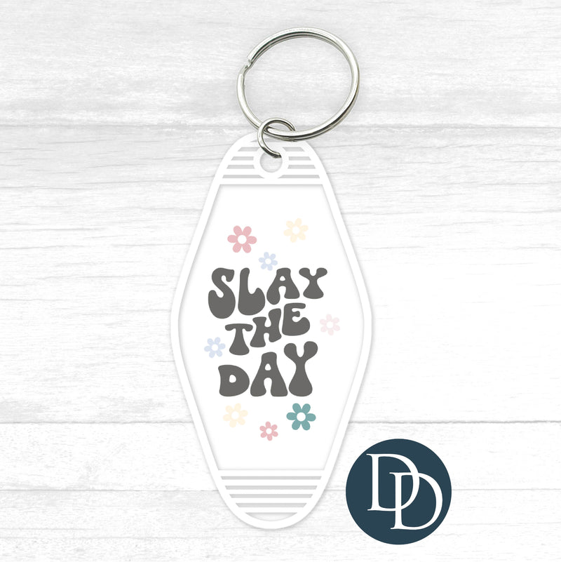 Slay The Day Motel Keychain UV DTF Decal