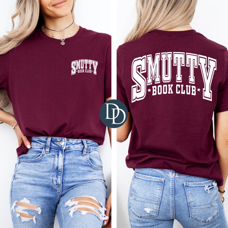 Smutty Book Club Curved with Pocket (White Ink) *Screen Print Transfer*