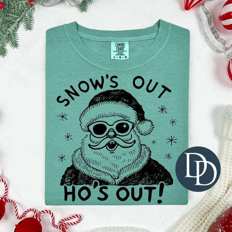 Snows Out Ho's Out Santa (Black Ink) *Screen Print Transfer*