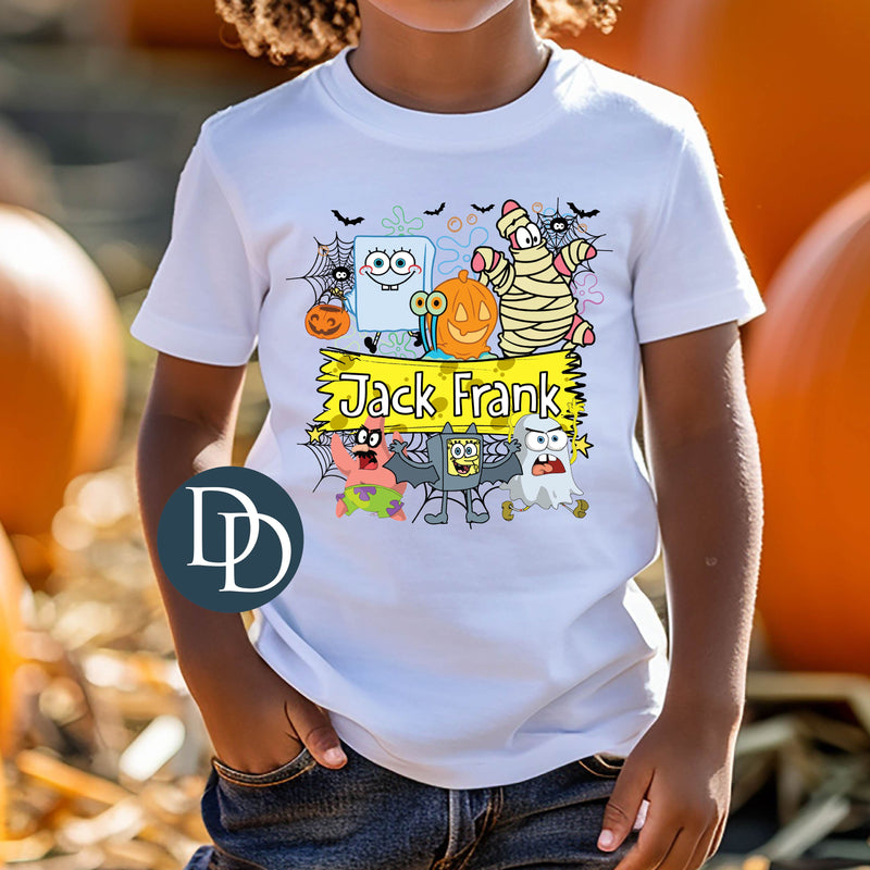 Sponge Guy Halloween Name Frame *DTF Transfer*