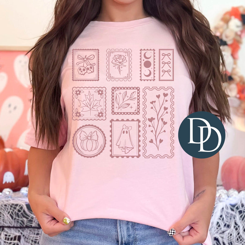 Spooky Fall Stamps (Dusty Rose Ink) *Screen Print Transfer*