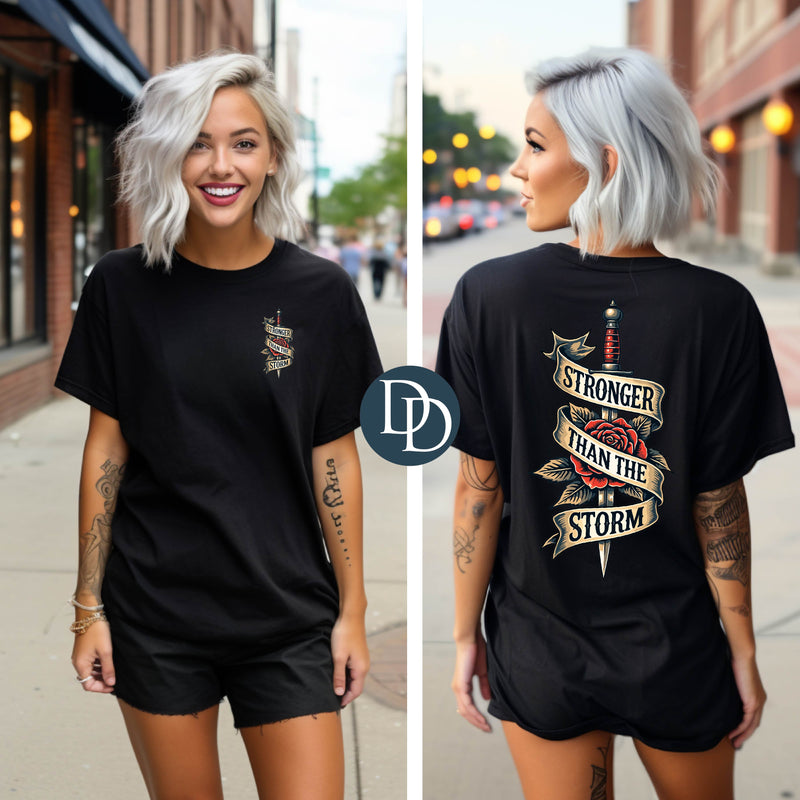 OVERSIZED Stronger than the Storm Dagger with Pocket *DTF Transfer*