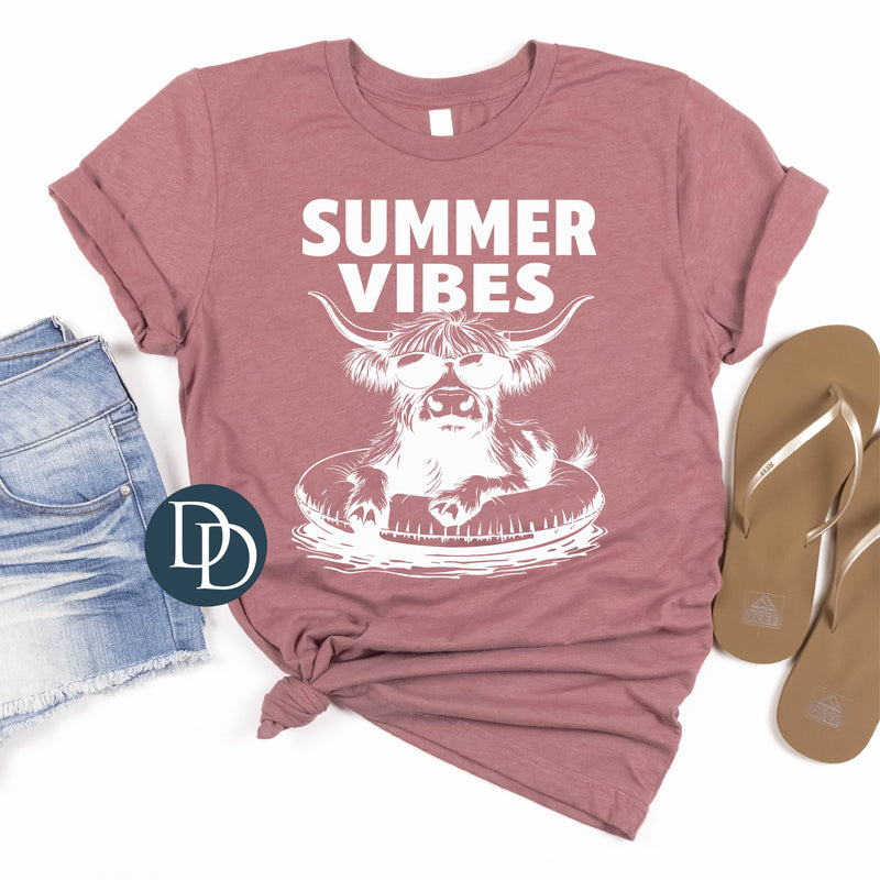 Summer Vibes Highland Raft (White Ink) *Screen Print Transfer*