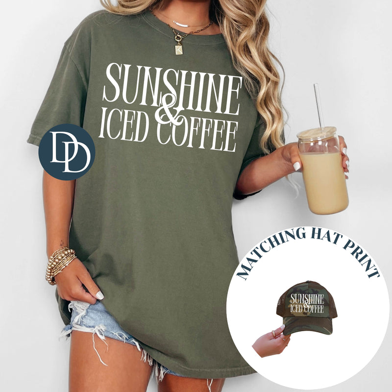 Sunshine Iced Coffee with Hat Transfer (White Ink) - NOT RESTOCKING - *Screen Print Transfer*