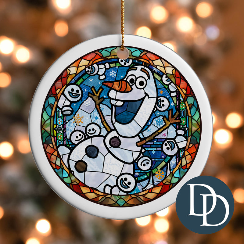 Talking Snowman Stained Glass *UV DTF Ornament Decal*