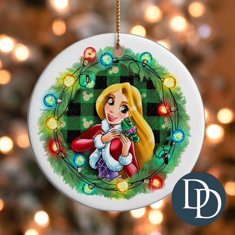 Tangled Plaid Christmas Light Wreath *UV DTF Ornament Decal*