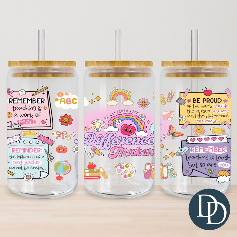 Teacher Difference Maker Sticky Notes *UV DTF Cup Wrap*