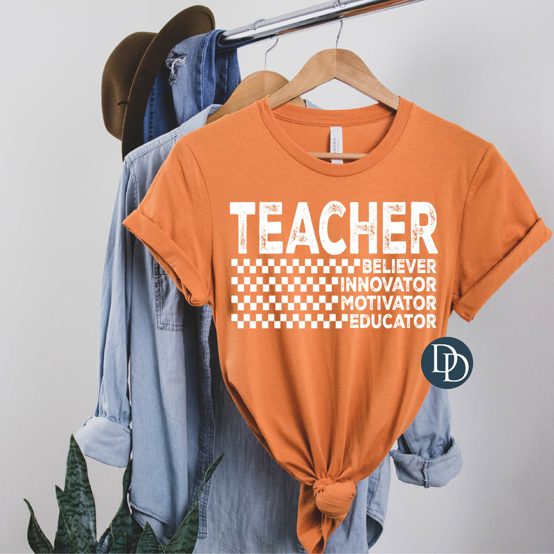 Oversized Teacher Words (White Ink) *Screen Print Transfer*