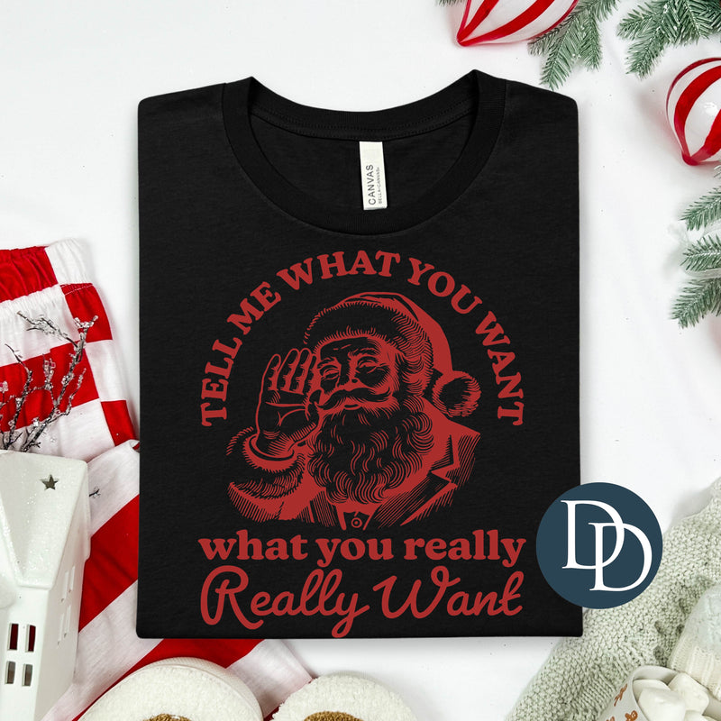 Tell Me What You Want Vintage Santa (Red Ink) *Screen Print Transfer*