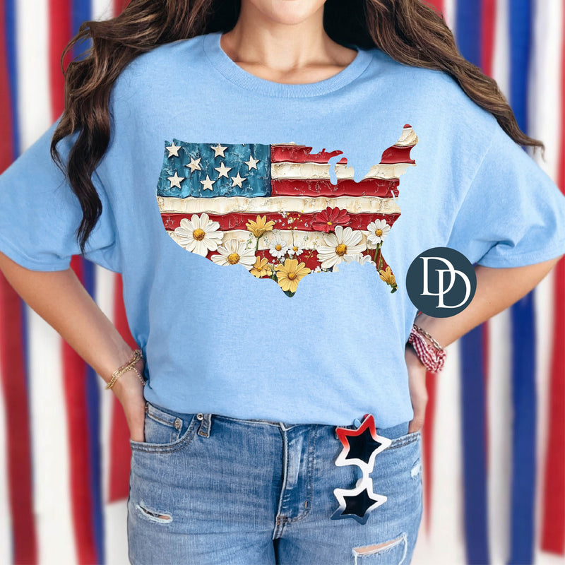 Textured Flag Floral Knock Out *DTF Transfer*