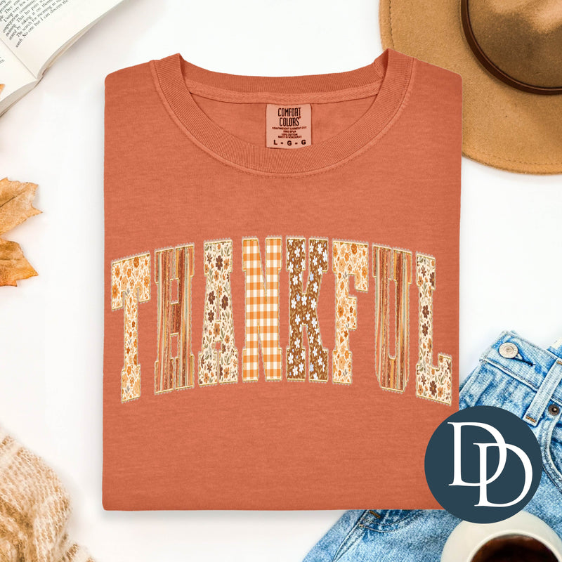 Thankful Fall Pattern Faux Embroidery *DTF Transfer*