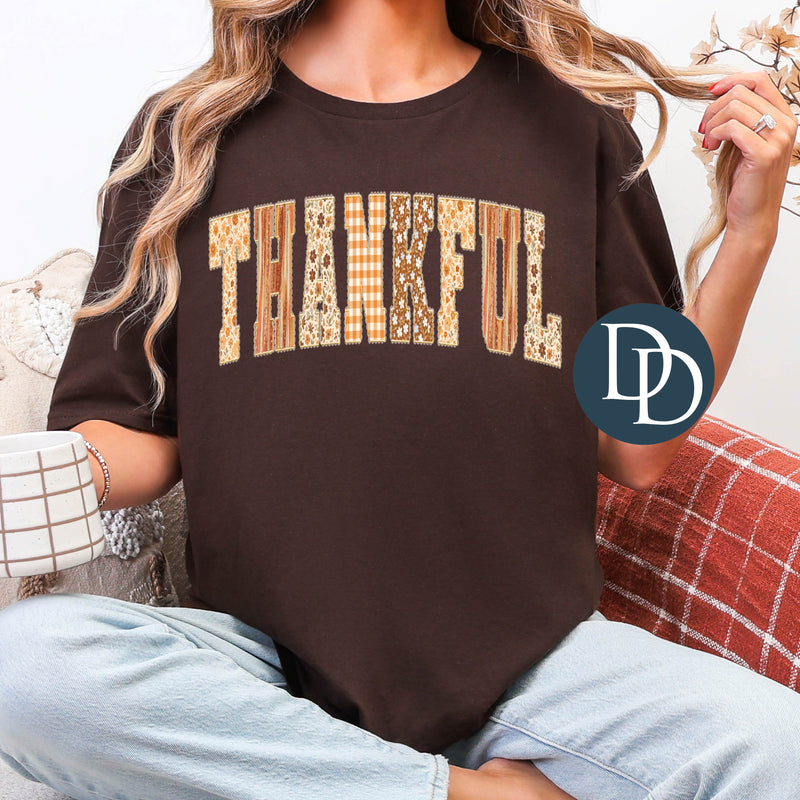 Thankful Fall Pattern Faux Embroidery *DTF Transfer*