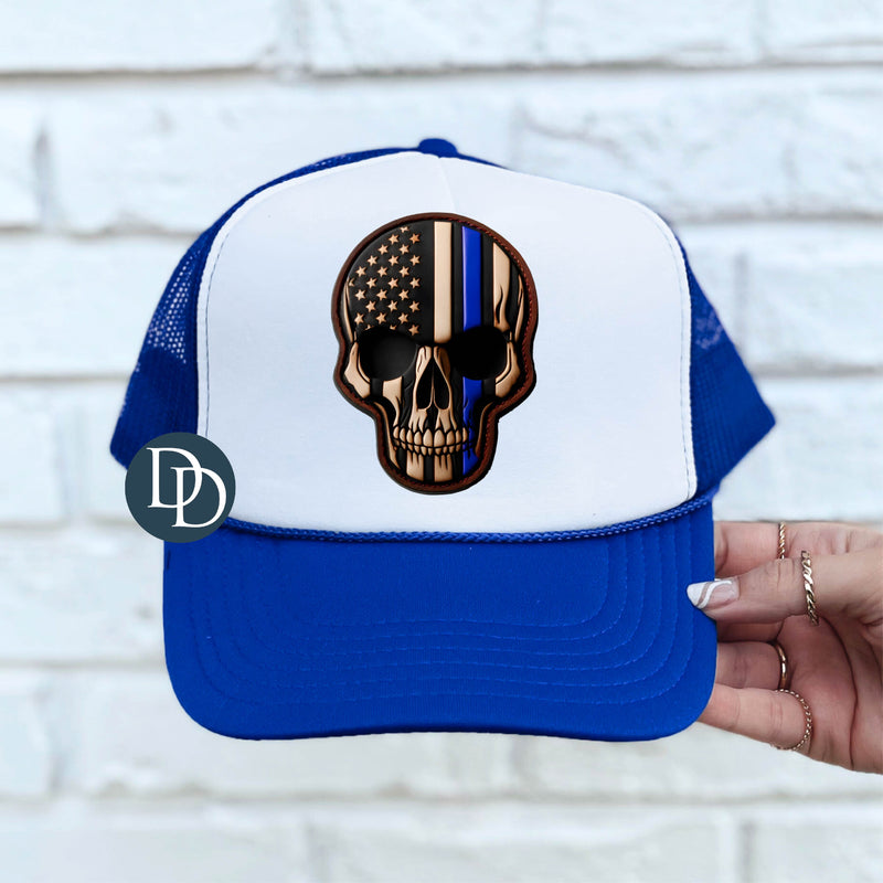 Thin Blue Line Skull *DTF TRANSFER*