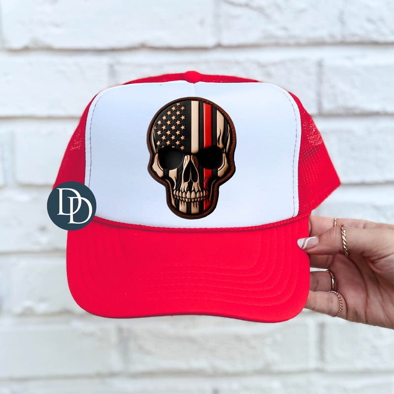 Thin Red Line Skull *DTF TRANSFER*