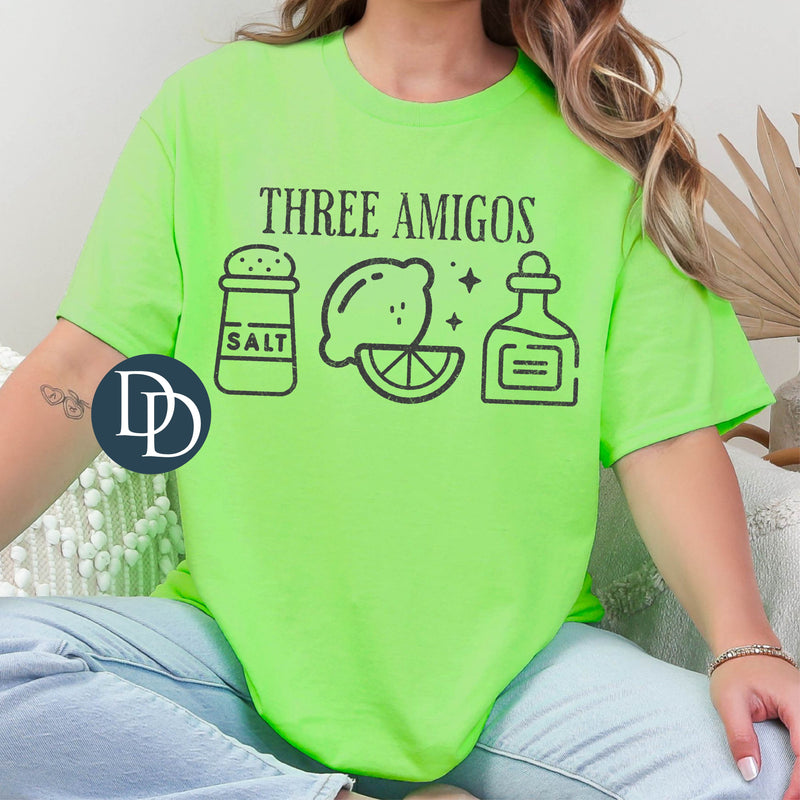 Three Amigos Salt Lime Tequila with Hat Print *DTF Transfer*