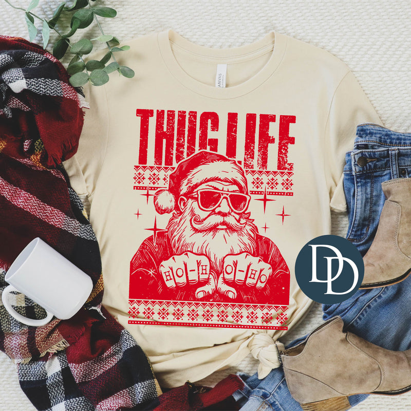 OVERSIZED Thug Life Santa Red Ink *DTF Transfer*