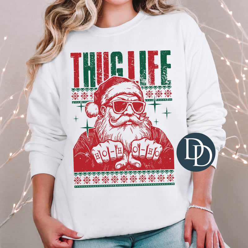 OVERSIZED Thug Life Santa Sweater Print *DTF Transfer*