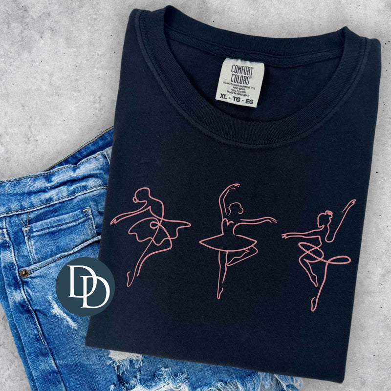 Tiny Ballerina Dancers (Dusty Rose Ink) *Screen Print Transfer*