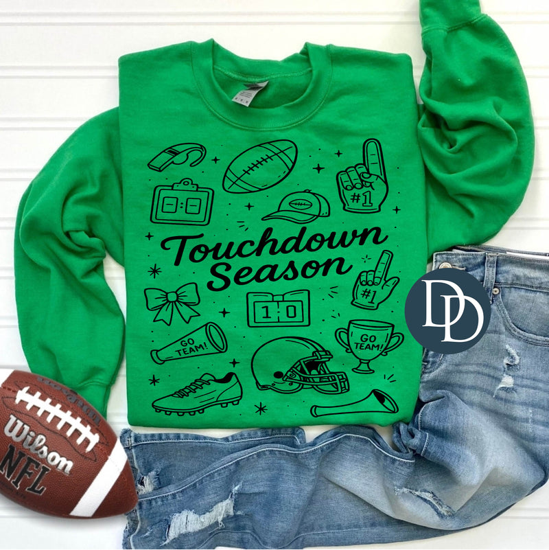 Touchdown Season Doodles (Black Ink) *Screen Print Transfer*