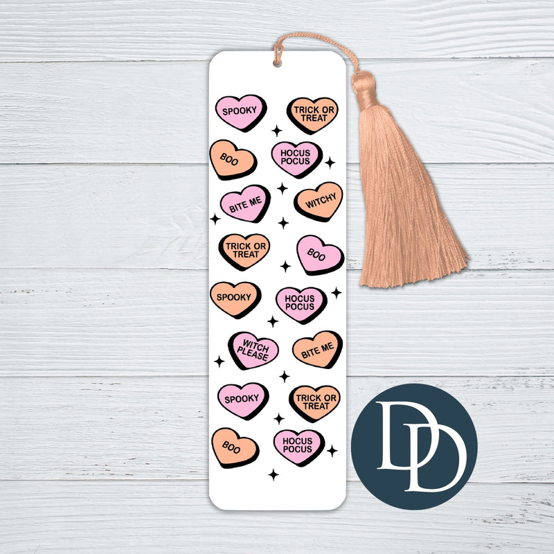 Trick Or Treat Candy Hearts *UV DTF Bookmark Decal*