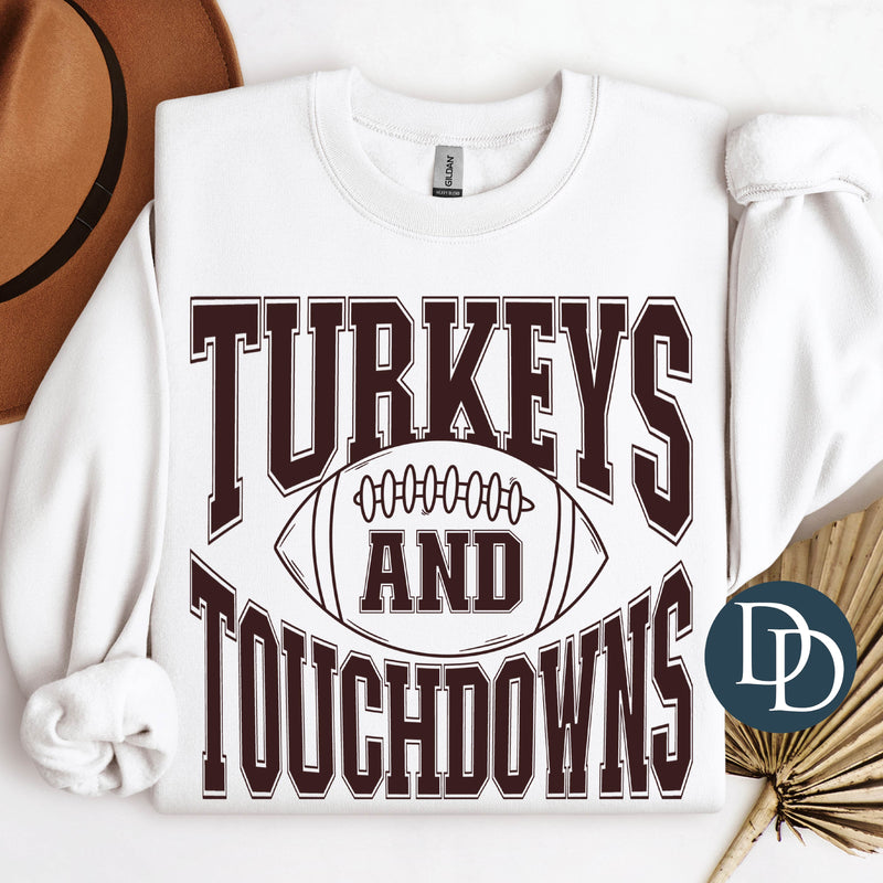 Turkeys And Touchdowns (Dark Brown Ink) *Screen Print Transfer*