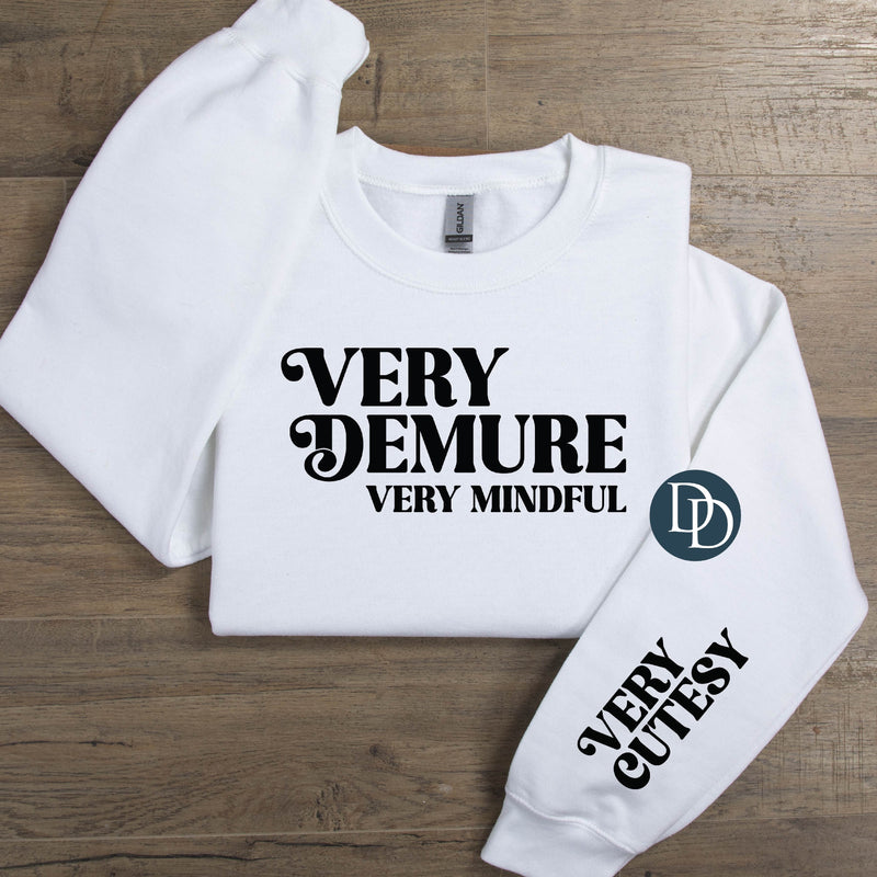 Very Demure With Sleeve Accent (Black Ink) *Screen Print Transfer*