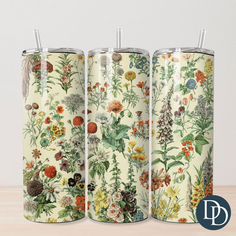 Vintage Botanicals Tumbler Print *Sublimation Print Transfer*