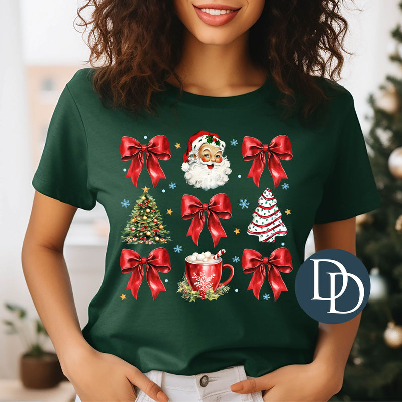 Vintage Santa Trees And Bows *DTF Transfer*