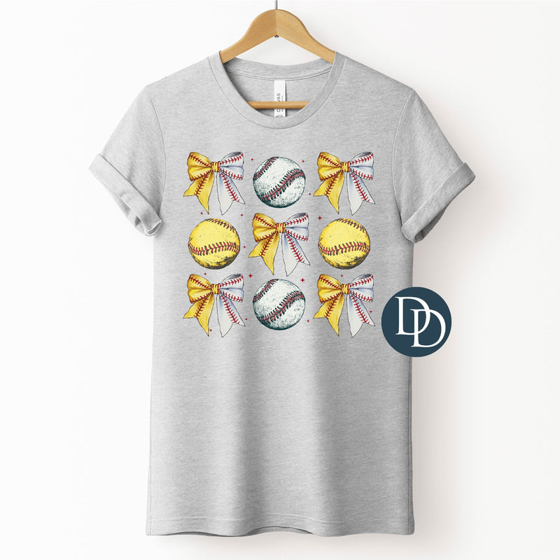 Vintage Softball Baseball Bows Balls *DTF Transfer*