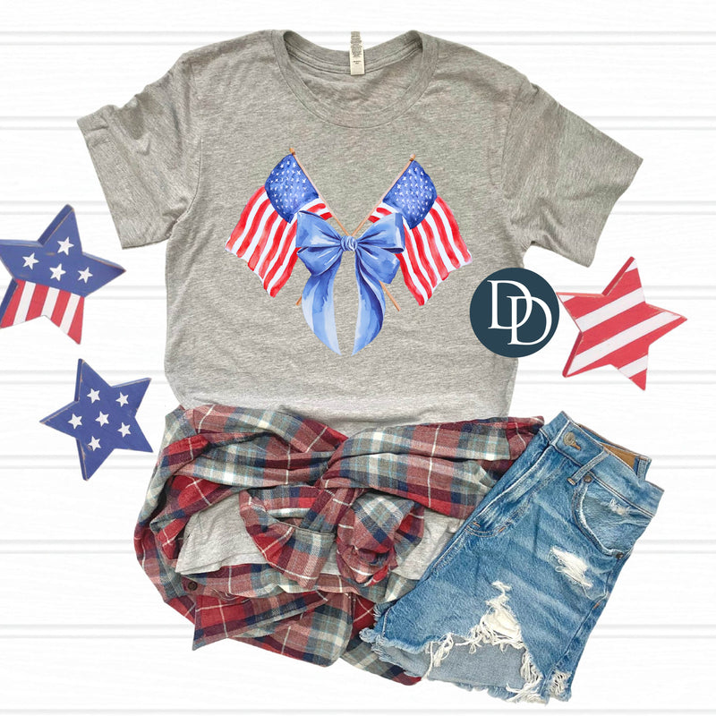 Watercolor Crossed Flag and Bow *DTF Transfer*