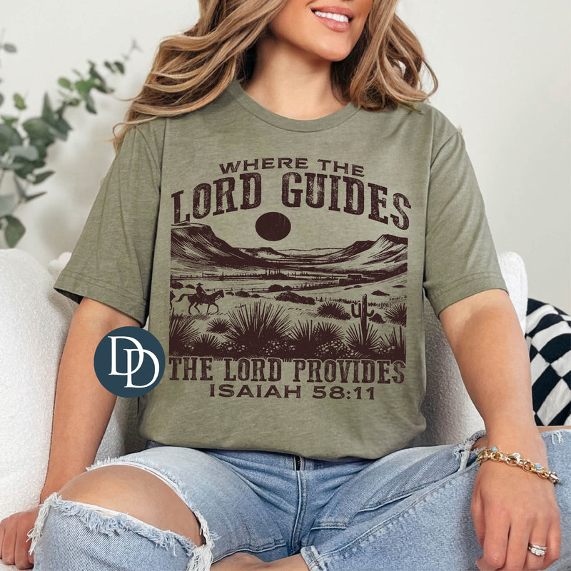 Where The Lord Guides The Lord Provides (Dark Brown Ink) *Screen Print Transfer*