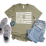 Oversized Whiskey Steak Guns Freedom Flag (White Ink) *Screen Print Transfer*