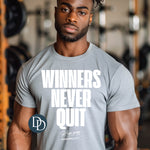 Winners Never Quit With Accent (White Ink) *Screen Print Transfer*