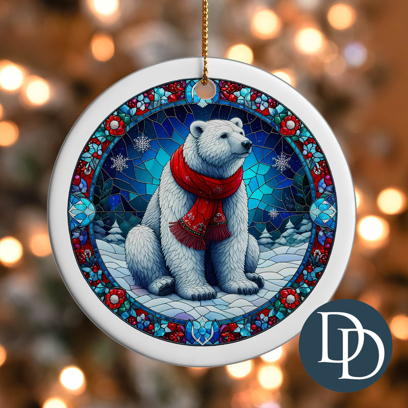 Winter Polar Bear Stained Glass *UV DTF Ornament Decal*