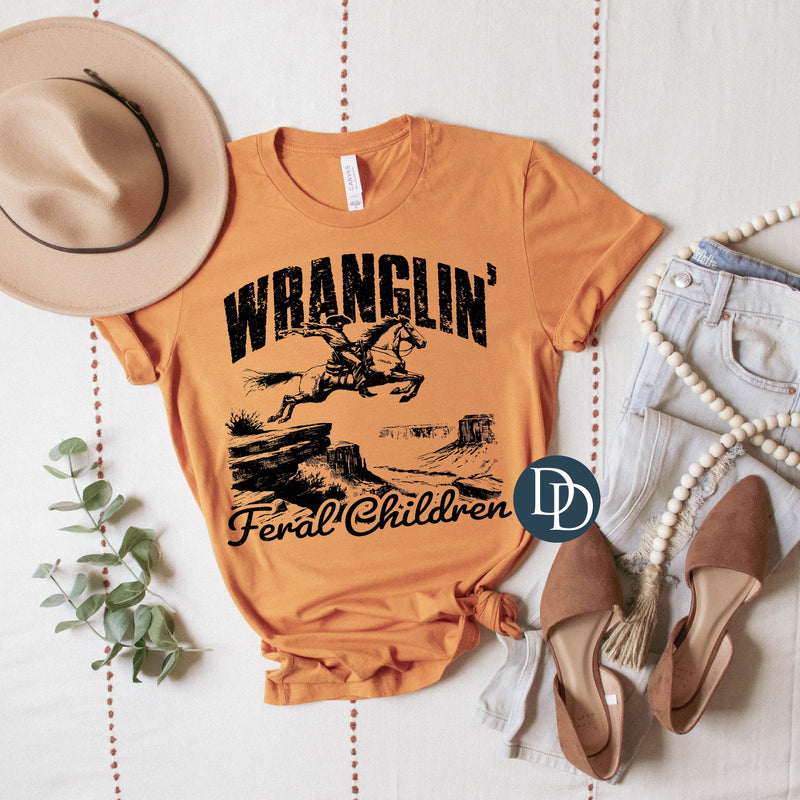 Wranglin' Feral Children Western (Black Ink) - NOT RESTOCKING - *Screen Print Transfer*