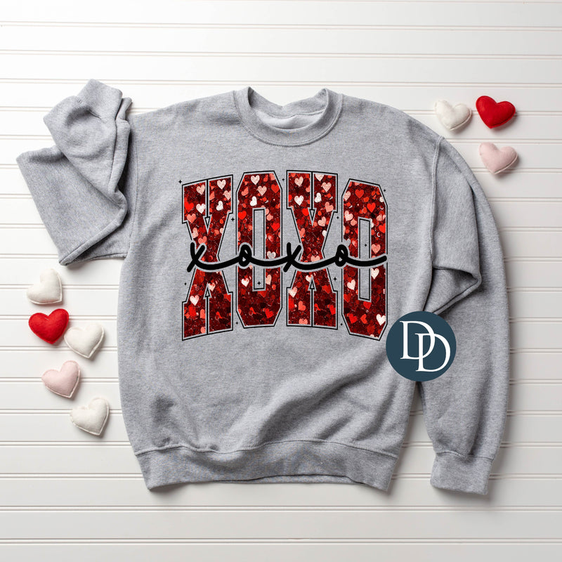 XOXO Faux Heart Glitter *DTF Transfer*