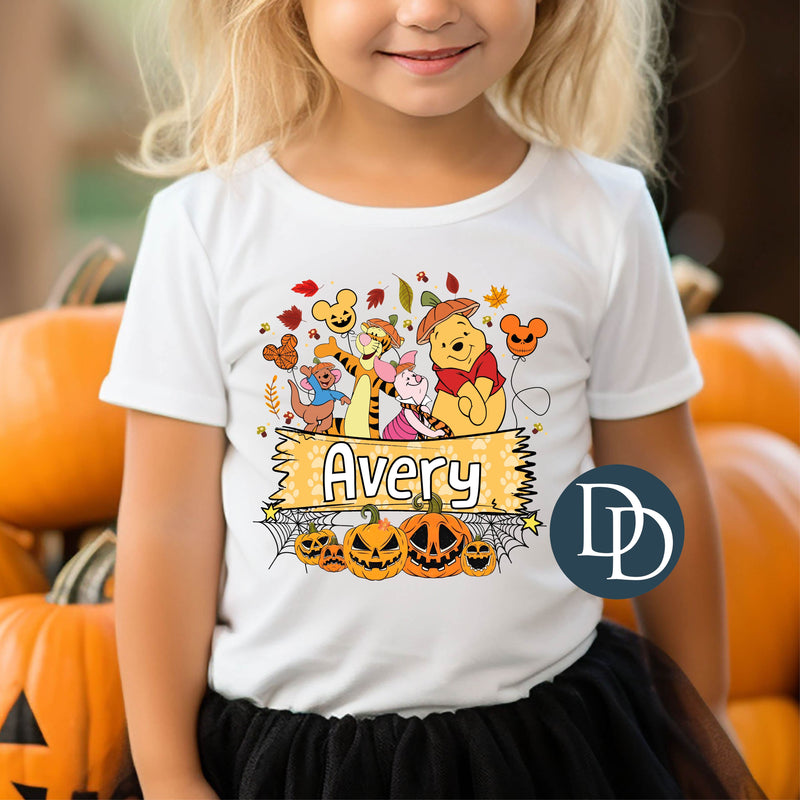 Yellow Bear Crew Halloween Name Frame *DTF Transfer*