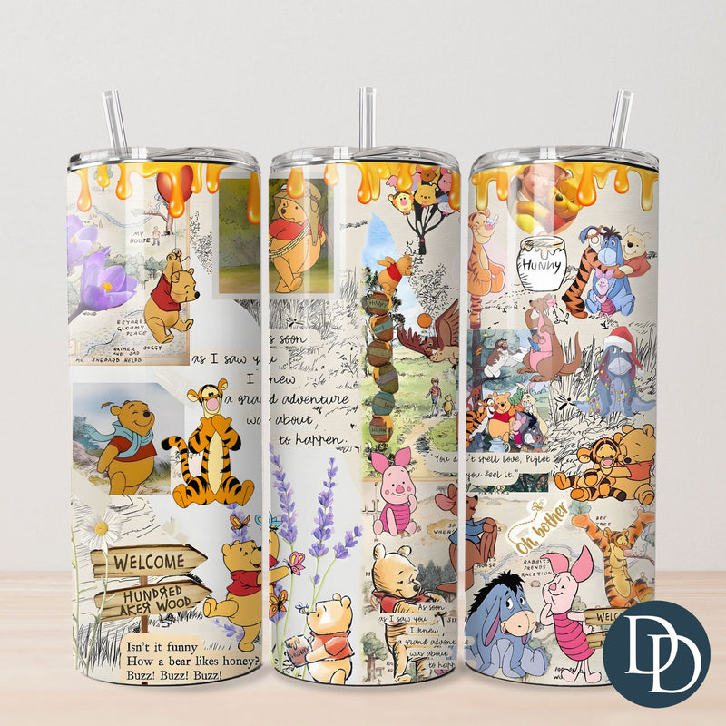 Yellow Bear Friends Tumbler Print *Sublimation Print Transfer*