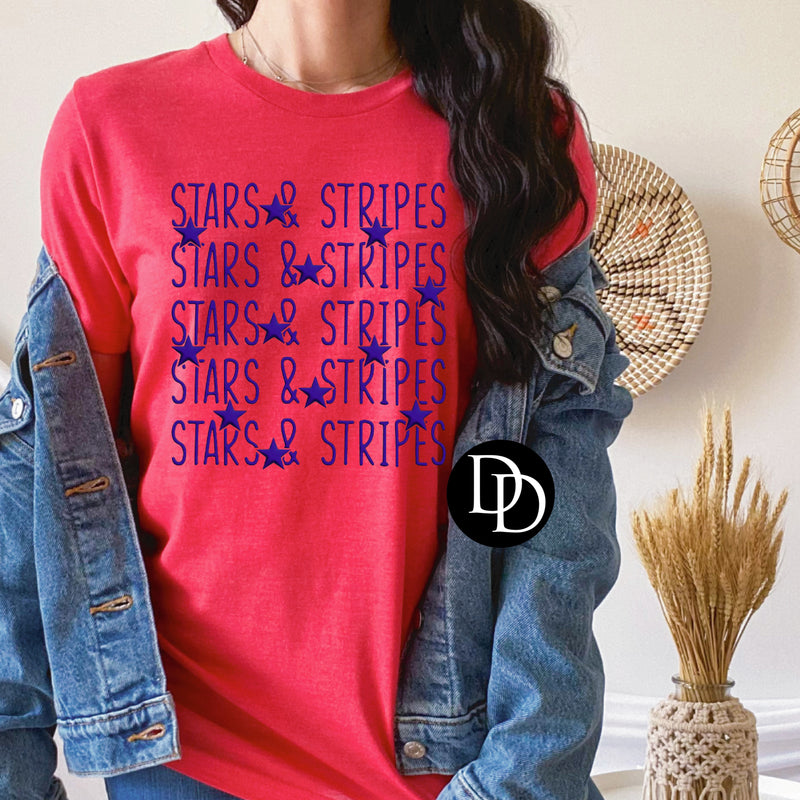 Stars & Stripes (Blue Ink) *Puff Screen Print Transfer*